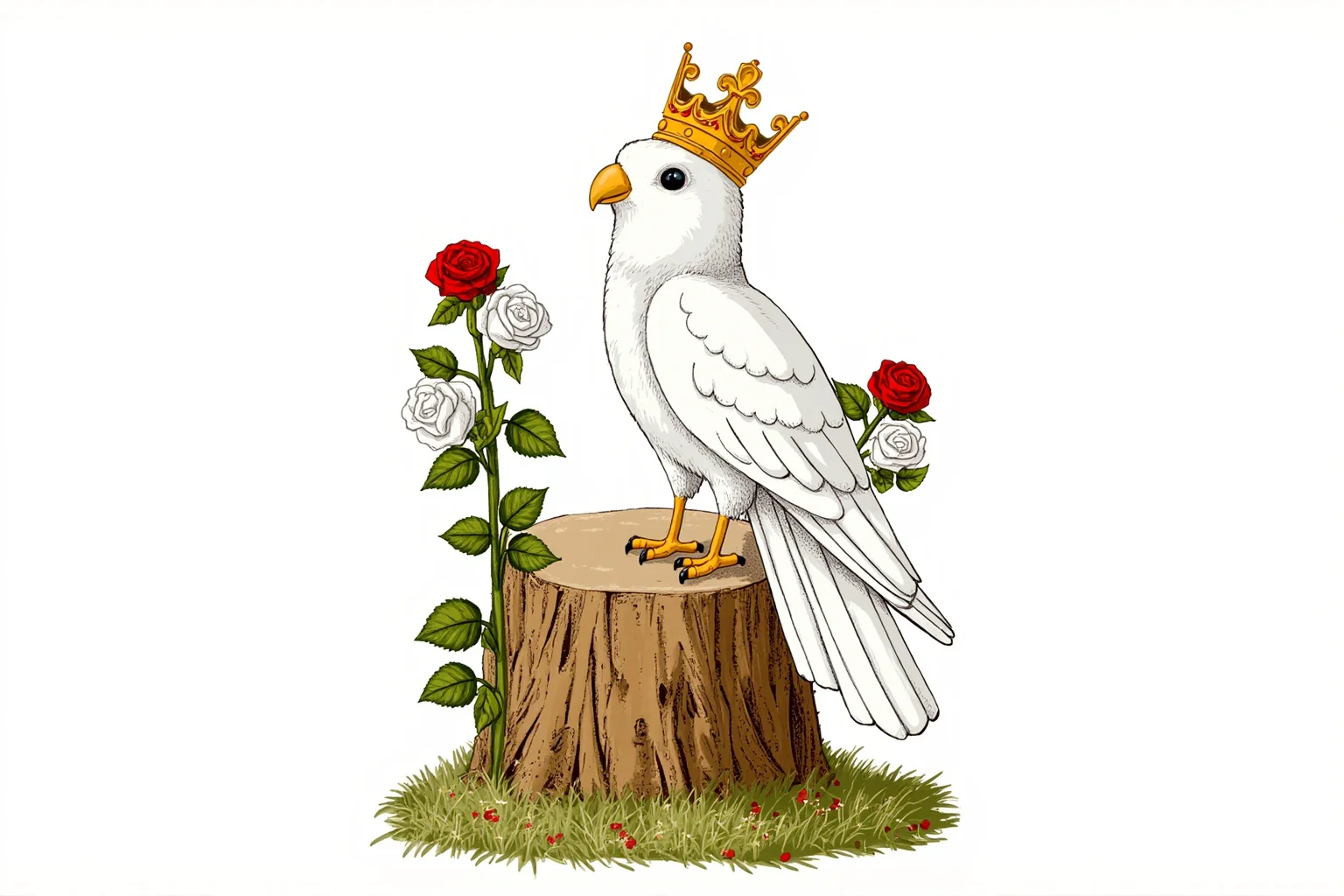 20 Facts About Anne Boleyn: Myths, History and Real Life 13 Heraldic illustration of a crowned white falcon perched on a tree stump sprouting red and white Tudor roses