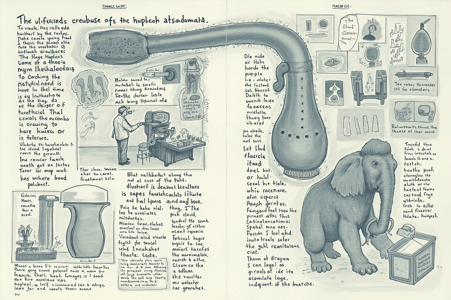 Laboratory illustration showing a frozen mammoth specimen beside a microscope, symbolising failed cloning attempts.