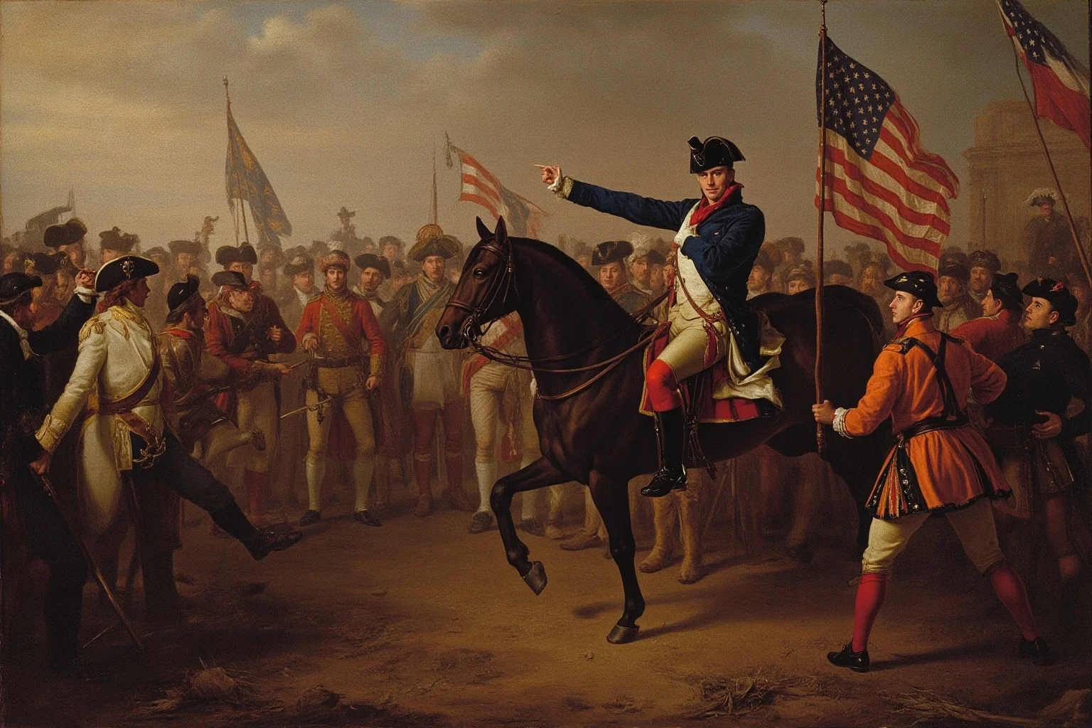 Fascinating Facts About The French Revolution 15 Lafayette and French soldiers in the American Revolution, symbolizing the influence of American ideals, historical painting.