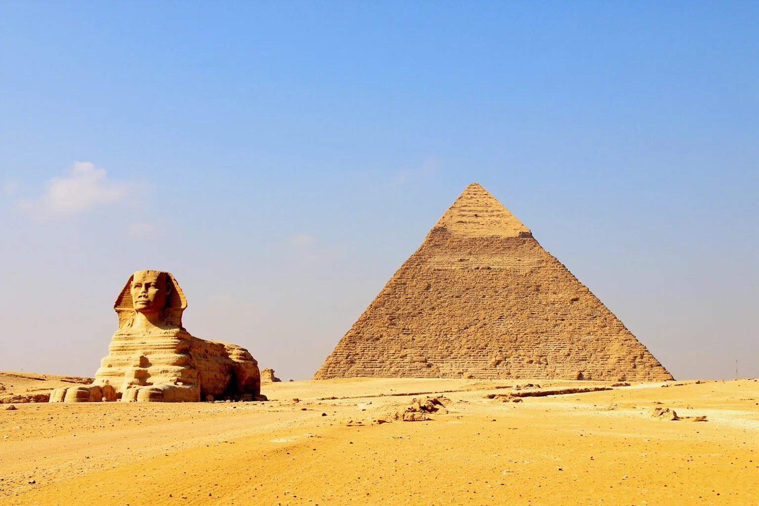 22 Most Famous Pyramids in the World 3 Pyramid of Khafre with its remaining limestone cap and the Great Sphinx in the foreground, Giza, Egypt.