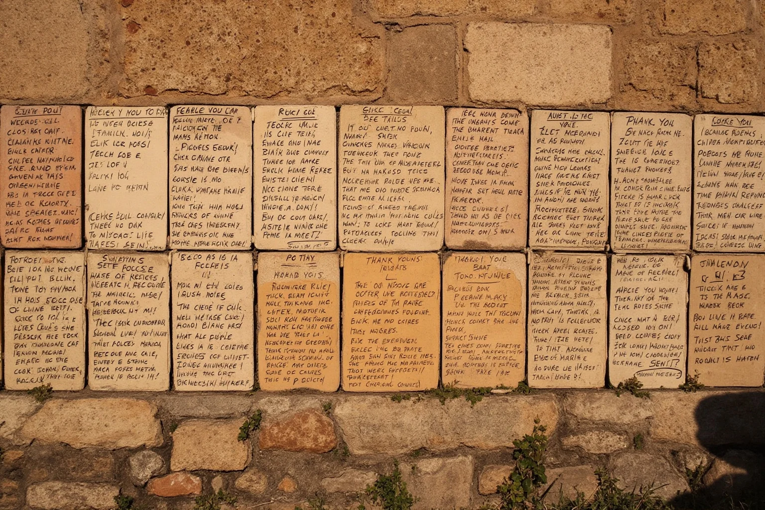 23 Ancient Graffiti Messages That Sound Shockingly Modern 23 Roman sanctuary wall crowded with short votive thank-you inscriptions and small offerings, warm daylight, no people.