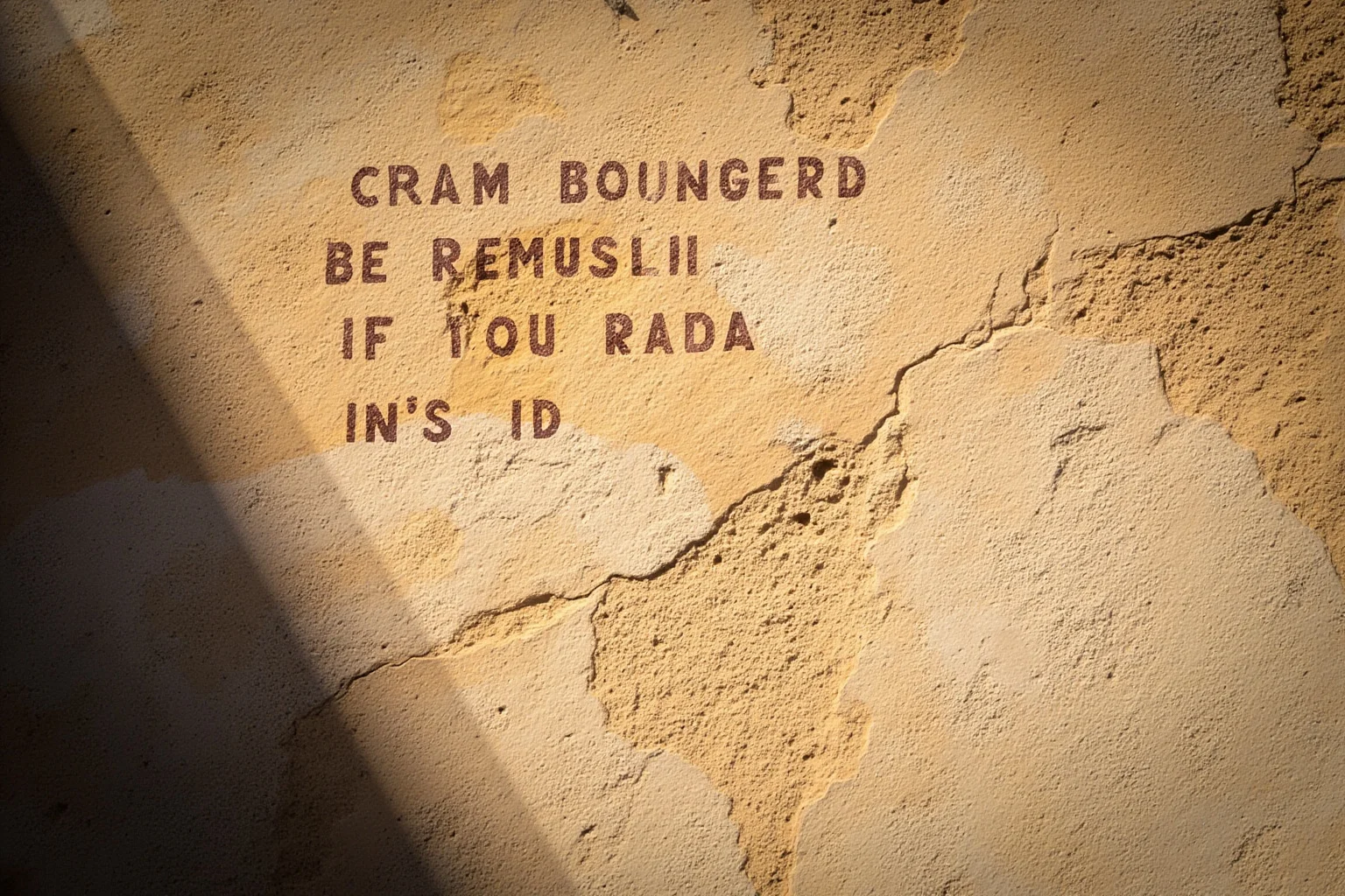 23 Ancient Graffiti Messages That Sound Shockingly Modern 7 Sunlit Roman wall bearing a short poetic Latin graffito, cracked plaster texture, Mediterranean setting, no people.