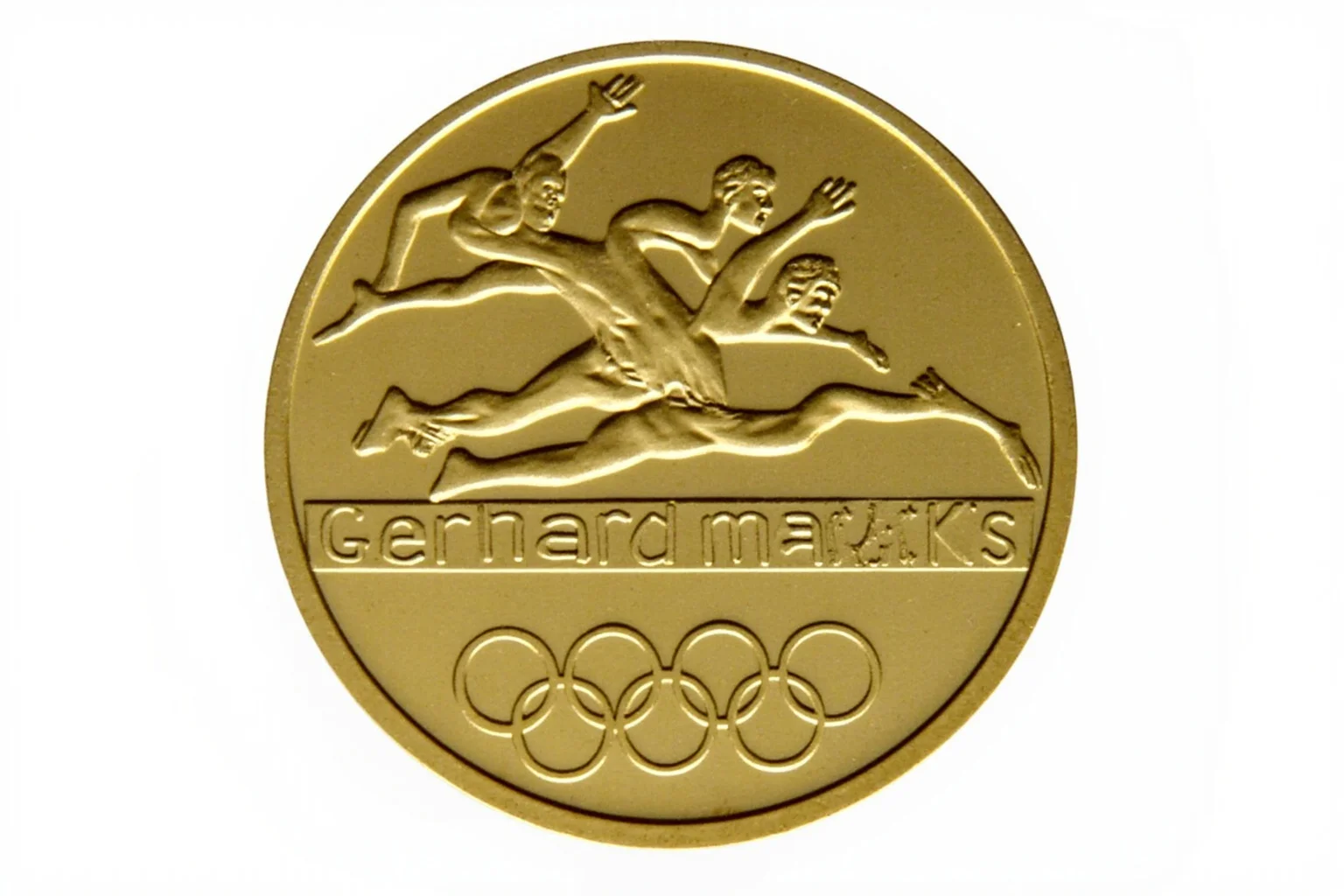The Weird History of Olympic Medal Designs 8 The 1972 Munich Olympic medal designed by Gerhard Marcks, with abstract athlete figures.