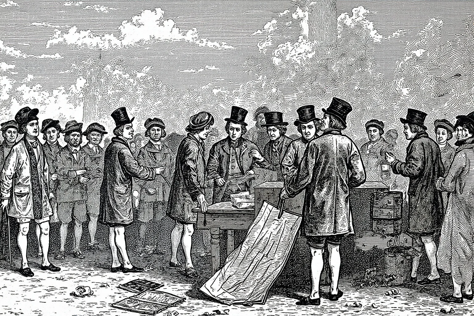 Fascinating Facts About The French Revolution 19 The Directory government in 1795, with corrupt officials and inflation, chaotic political scene, historical illustration.