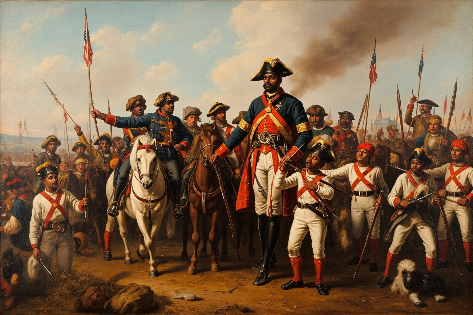 Fascinating Facts About The French Revolution 21 The Haitian Revolution: Toussaint Louverture leading forces, with French colonial troops, historical painting.