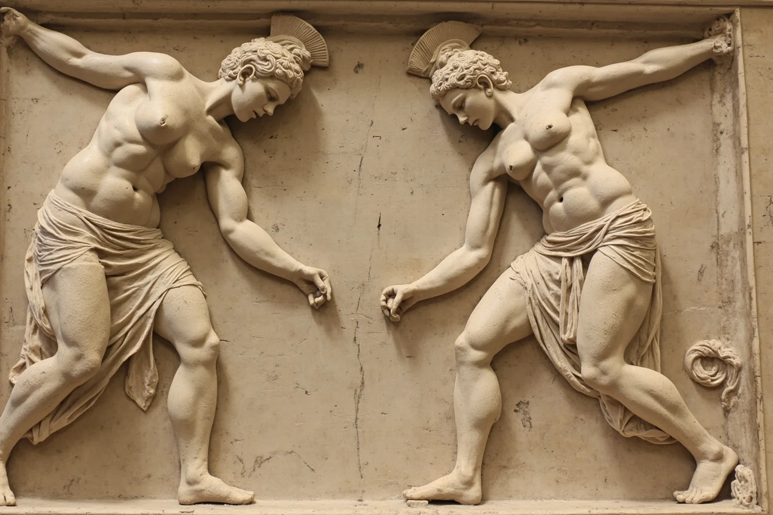 Yes, Female Gladiators Existed — And Here's Everything You Need to Know About Them 8 The Halicarnassus marble relief displayed in the British Museum, showing two helmetless female gladiators in combat stances