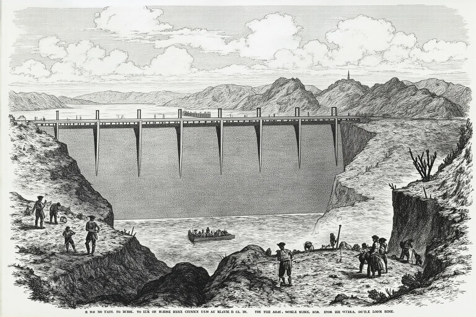 Why Monumental Architecture Usually Comes With a Brutal Human Cost 18 The Three Gorges Dam under construction in China, with workers and massive concrete walls, Yangtze River, modern construction, realistic historical illustration.