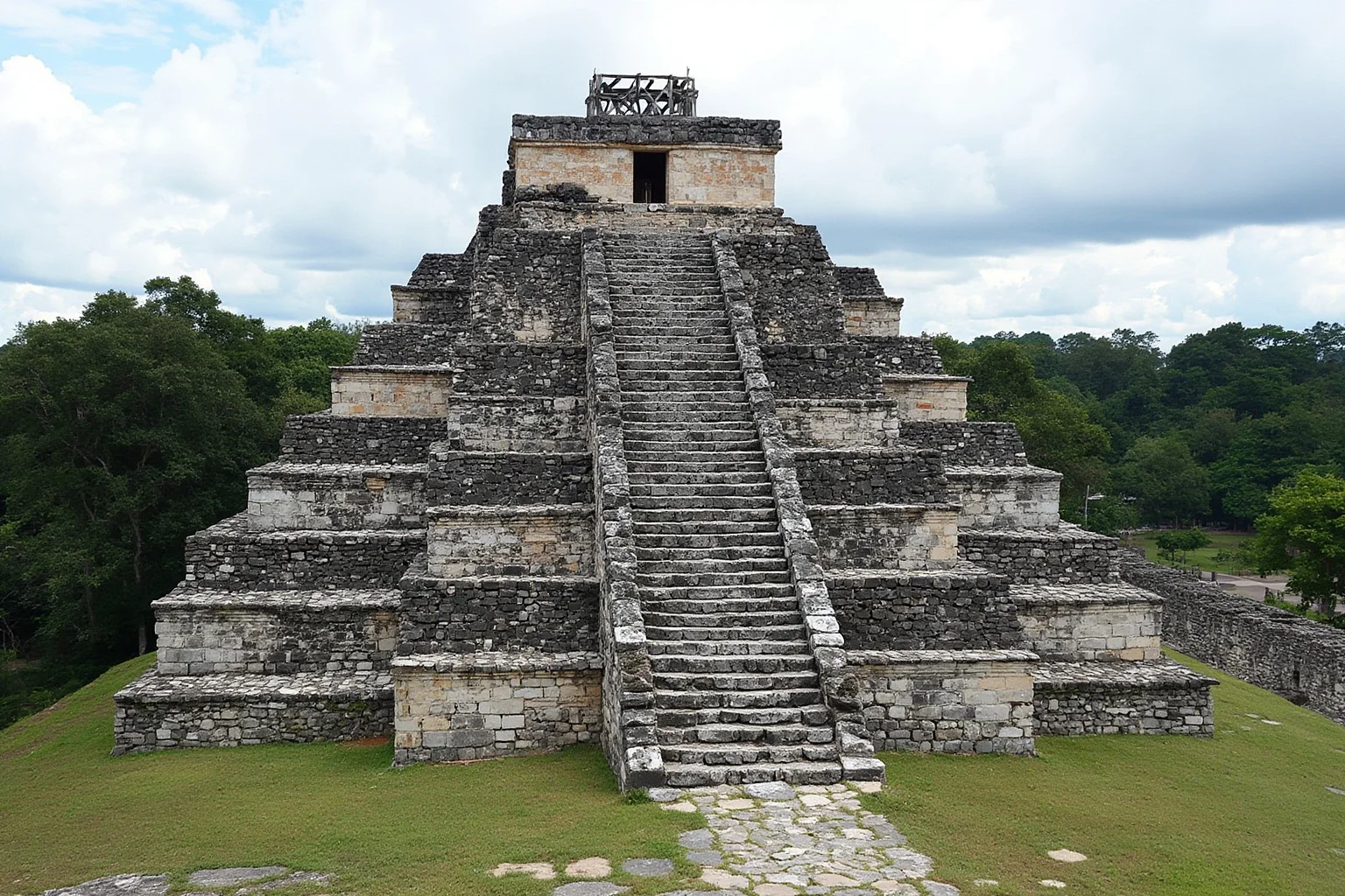 22 Most Famous Pyramids in the World 14 Tikal Temple I in Guatemala with a steep staircase and roof comb, seen across the Grand Plaza.